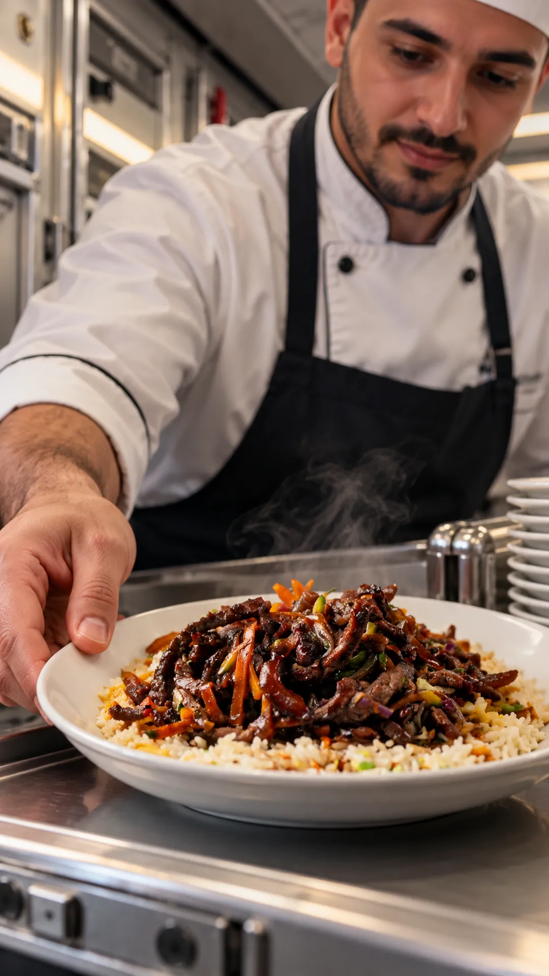 Plat chaud préparé en cuisine